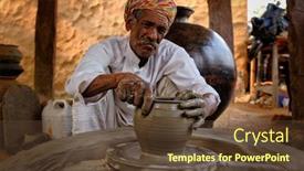  Presentation with ceramic ware - Colorful slide set enhanced with indian-potter-at-work-throwing backdrop and a tawny brown colored foreground