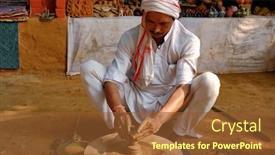  Presentation with ceramic ware - Slide deck enhanced with indian-potter-at-work-throwing background and a tawny brown colored foreground