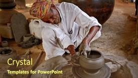  Presentation with ceramic ware - Audience pleasing PPT theme consisting of indian-potter-at-work-throwing backdrop and a tawny brown colored foreground