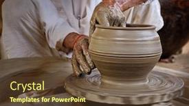  Presentation with udaipur - Cool new slides with indian-potter-at-work-throwing backdrop and a tawny brown colored foreground