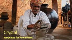  Presentation with udaipur - Audience pleasing slides consisting of indian-potter-at-work-throwing backdrop and a tawny brown colored foreground