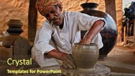  Presentation with ceramic ware - Cool new slide set with indian-potter-at-work-throwing backdrop and a tawny brown colored foreground