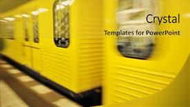  Presentation with metro rail - Theme with train in motion underground metro background and a yellow colored foreground