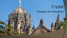  Presentation with india - Presentation design featuring indian railway - chatrapati shivaji terminus earlier known background and a light blue colored foreground