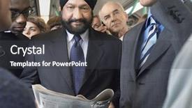  Presentation with newspaper - Amazing slides having indian railway - group of commuters reading newspaper backdrop and a dark gray colored foreground