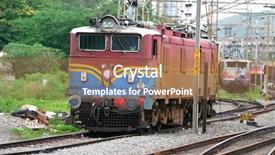  Presentation with indian - Theme featuring indian railway - train engine background and a coral colored foreground