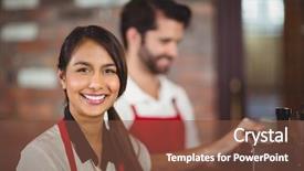  Presentation with machine shop - Presentation design enhanced with indian restaurant - portrait of a waitress using background and a tawny brown colored foreground