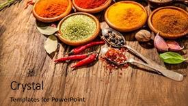  Presentation with indian restaurant - PPT theme having indian restaurant - various herbs and spices background and a coral colored foreground