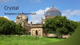  Presentation with indian - Theme featuring indian rulers - historic quli qutb shahi tombs background and a light blue colored foreground
