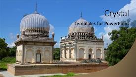  Presentation with mughal history in india - Slide set having indian rulers - historic quli qutbshahi tombs background and a teal colored foreground