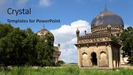  Presentation with india - Audience pleasing slide set consisting of indian rulers - historic qutbshahi tombs in hyderabad backdrop and a teal colored foreground