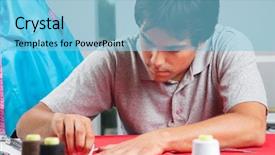  Presentation with fabric - PPT layouts consisting of indian rulers - young male dressmaker drawing line background and a light blue colored foreground