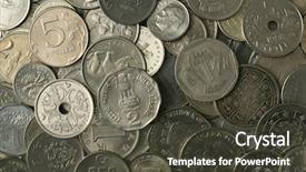  Presentation with indian - PPT theme featuring indian rupee - silver coins texture background and a dark gray colored foreground