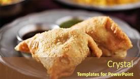  Presentation with mint - Amazing slide deck having indian-samosa-with-mint backdrop and a tawny brown colored foreground