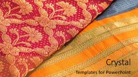  Presentation with silk - Audience pleasing PPT layouts consisting of indian silk saries close up background backdrop and a gold colored foreground