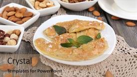  Presentation with banana - Audience pleasing PPT layouts consisting of indian snacks - sweetened fried banana on plate backdrop and a  colored foreground
