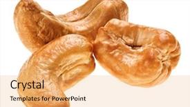  Presentation with high technology - Amazing PPT theme having indian snacks - three unshelled roasted cashew nut backdrop and a yellow colored foreground