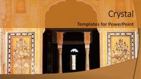  Presentation with fort - Beautiful presentation design featuring indian soldiers - traditional door in nahargarh fort backdrop and a gold colored foreground