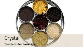  Presentation with indian food - Audience pleasing PPT theme consisting of indian spices arranged backdrop and a yellow colored foreground