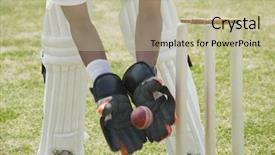  Presentation with cricket - Theme consisting of indian sport - cricket wicketkeeper catching a ball background and a mint green colored foreground