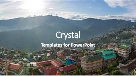  Presentation with city india - Theme having indian states - beautiful panorama of the gangtok background and a gray colored foreground