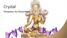  Presentation with floral - Cool new slides with indian statue and floral elements backdrop and a white colored foreground
