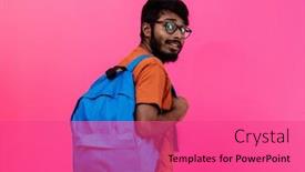  Presentation with education pink - Slide deck consisting of indian-student-with-blue-backpack background and a coral colored foreground