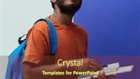  Presentation with purple education - Slide set having indian-student-with-blue-backpack background and a tawny brown colored foreground