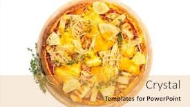  Presentation with chicken curry - Slides enhanced with indian-style-pizza-with-chicken background and a yellow colored foreground