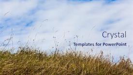  Presentation with dry - Beautiful slide set featuring indian-summer-dry-grass backdrop and a sky blue colored foreground
