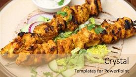  Presentation with dip - Slides featuring indian tandoori chicken kebabs background and a yellow colored foreground