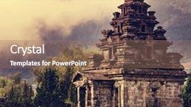  Presentation with complex - PPT theme consisting of indian temple - arjuna complex in plateau dieng background and a coral colored foreground
