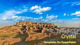  Presentation with tourism india - Presentation theme featuring indian tourism - mehrangarh fort jodhpur rajasthan india background and a tawny brown colored foreground