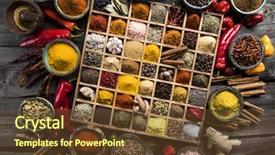  Presentation with herbs - Slides having indian traditional - variety of wooden box spices background and a tawny brown colored foreground