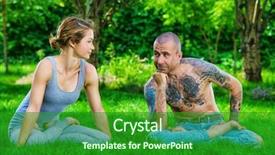  Presentation with man and woman divorce drawing - Slide set consisting of indian train - man and woman yogi doing background and a forest green colored foreground