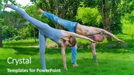  Presentation with man and woman - Presentation design having indian train - man and woman yogi doing background and a  colored foreground