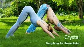  Presentation with healthy lifestyle - Audience pleasing slide set consisting of indian train - man and woman yogi doing backdrop and a forest green colored foreground