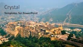  Presentation with rajasthan travel indian cameleer - PPT layouts consisting of indian-travel-famous-tourist-landmark background and a light blue colored foreground