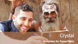  Presentation with tourist - Theme featuring brahman - tourist taking a selfie background and a coral colored foreground
