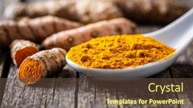  Presentation with turmeric - Presentation design having indian-turmeric-powder-and-root background and a tawny brown colored foreground