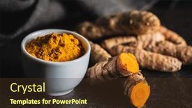  Presentation with turmeric - Presentation featuring indian-turmeric-powder-and-root background and a tawny brown colored foreground