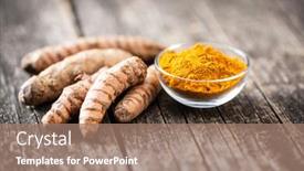  Presentation with turmeric - Colorful presentation theme enhanced with indian-turmeric-powder-and-root backdrop and a coral colored foreground