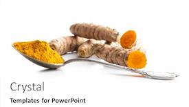  Presentation with turmeric - Amazing presentation theme having indian-turmeric-powder-and-root backdrop and a white colored foreground