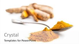  Presentation with turmeric - Cool new PPT theme with indian-turmeric-powder-turmeric-spice backdrop and a white colored foreground