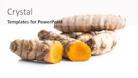  Presentation with turmeric - Presentation design enhanced with indian-turmeric-root-turmeric-spice background and a white colored foreground