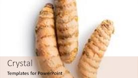  Presentation with turmeric - Beautiful presentation design featuring indian-turmeric-root-turmeric-spice backdrop and a coral colored foreground