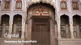  Presentation with village india - Beautiful PPT theme featuring indian village - details design of muraraka haveli backdrop and a violet colored foreground