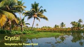  Presentation with village india - Beautiful presentation design featuring indian village - houseboat tour through the backwaters backdrop and a tawny brown colored foreground