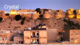  Presentation with village india - PPT theme with indian village - jaisalmer fort - rajasthan india background and a coral colored foreground