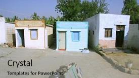  Presentation with village india - Theme with indian village in hampi india background and a light gray colored foreground